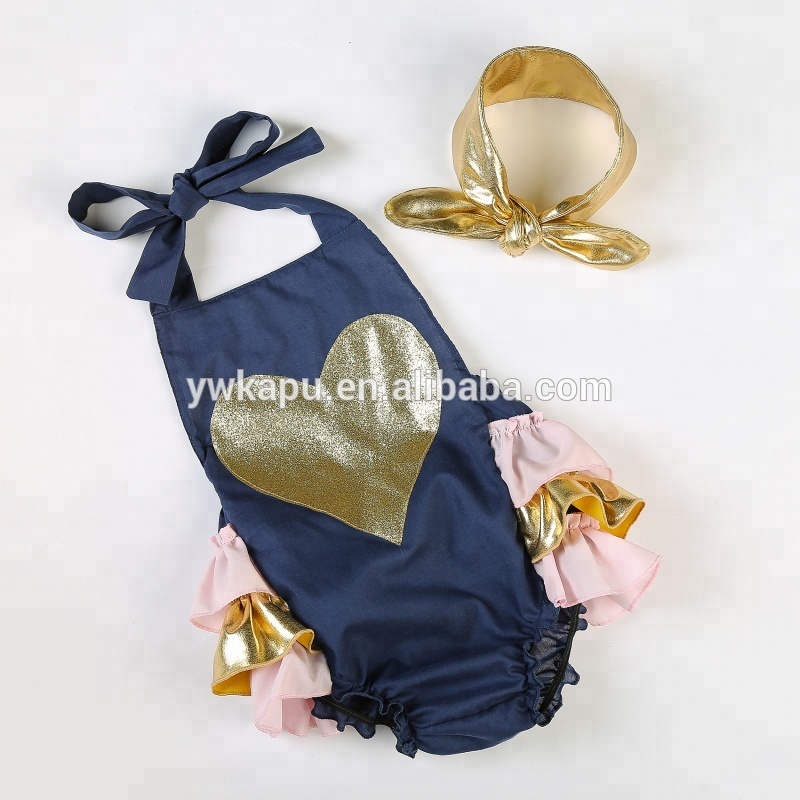 Hot selling wholesale baby clothes wholesale smocked clothing boutiique baby sparkle heart bubble rompers