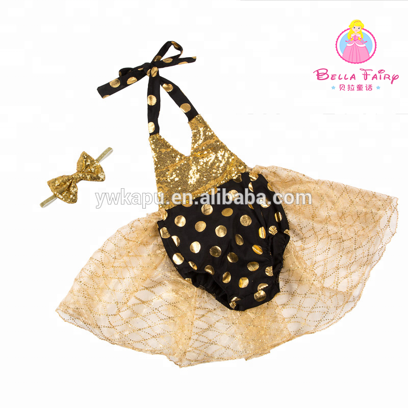 Online shopping bella children boutique romper sequin tutu dress with headband