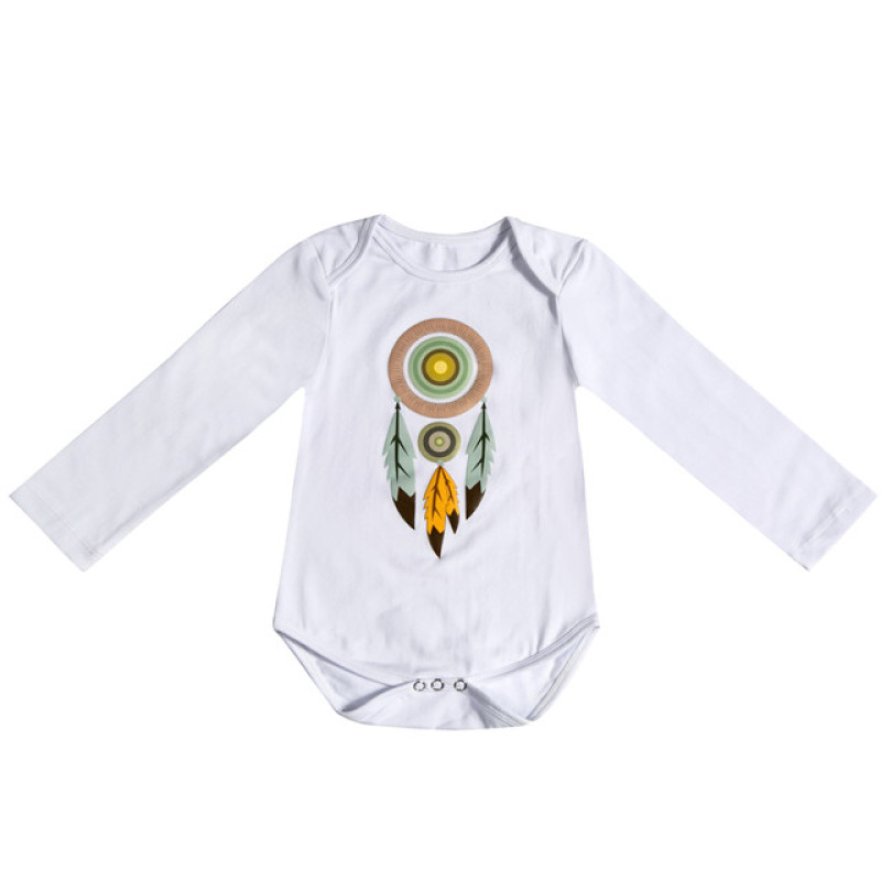 Cartoon letters loving heart white long sleeve cotton baby romper