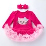 Hot Sale Long Sleeve Newborn Baby Girl Birthday Party Dress With Headband 