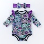 New arrival bone cotton printed trendy punk long sleeve halloween romper