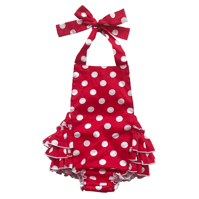 cute sweet floral baby halter bubble ruffle romper whole sale RST