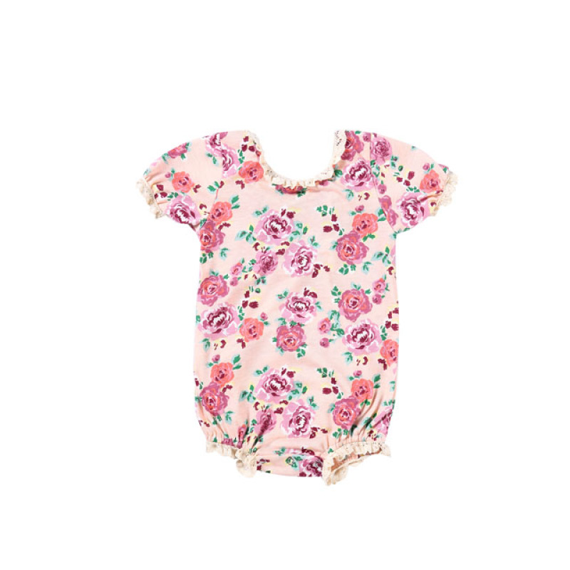 Summer Soft Newborn Baby Cotton Clothes Floral Vintage Bodysuit  Ruffle Design Baby Girls Romper