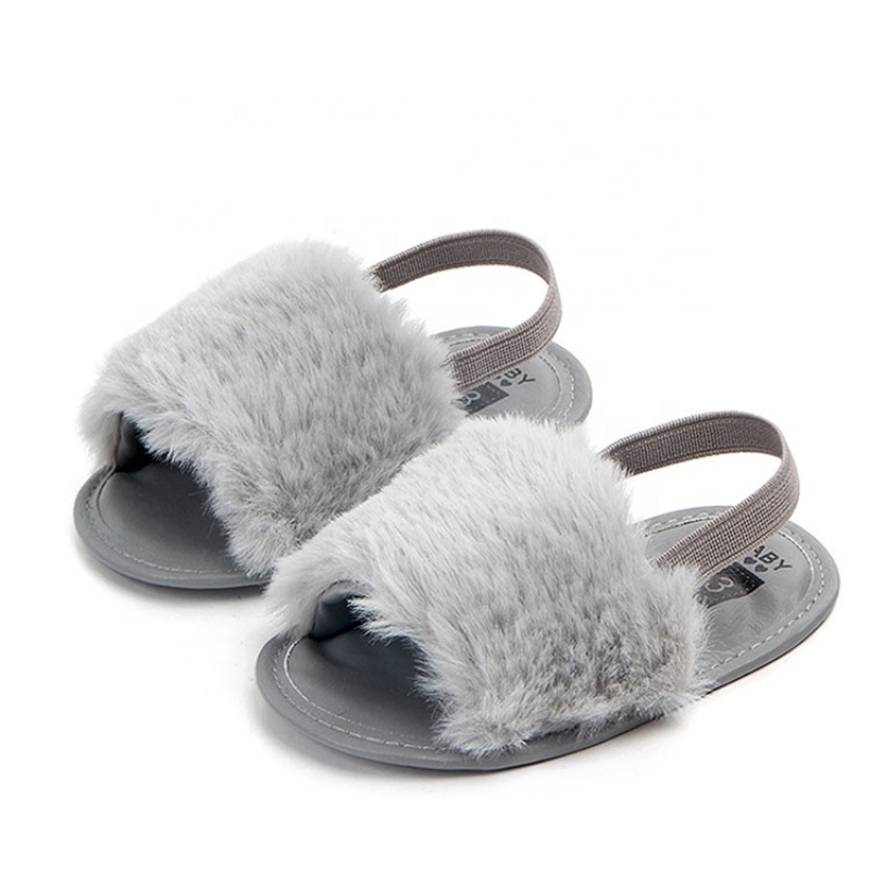 2021 wholsales fashionations comfort fluffy infant slip-on sandals