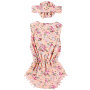 Wholesale  ruffle pompom romper with flower  headband sets fancy baby girl romper outfits