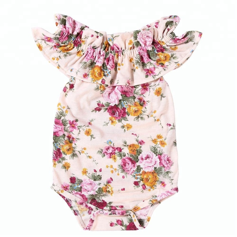 Bulk wholesale baby clothes Newborn Infant Baby Girls sleeveless romper with off-shoulder design