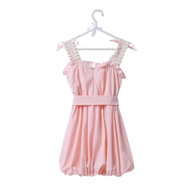 Children's Boutique Clothing Girls Elegant Suspender Dress With a Bow Knot Belt