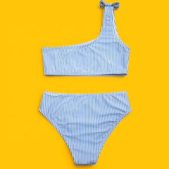 2021 boutique breathable little girl one shoulder sexy bikini