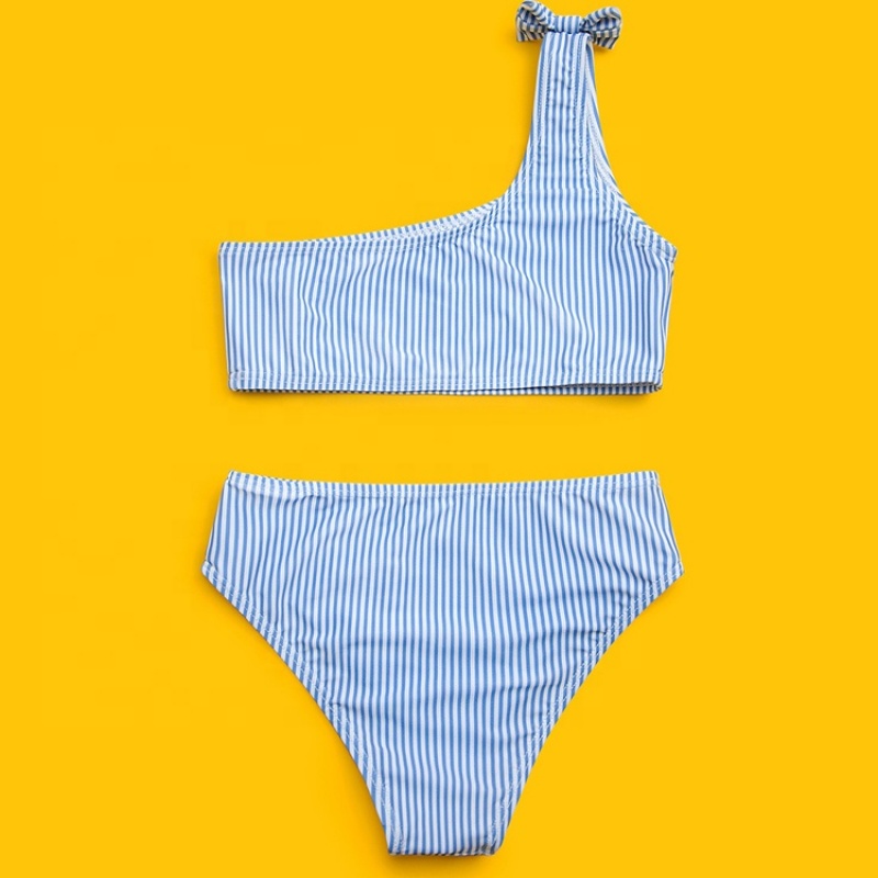2021 boutique breathable little girl one shoulder sexy bikini
