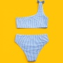 2021 boutique breathable little girl one shoulder sexy bikini