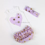 New Style Newborn Baby Girl Sleeveless Outfit Set With Ruffle Bloomer And Headband 