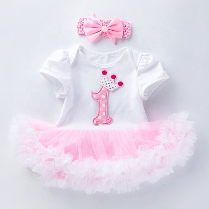 Wholesale Baby Girl Birthday Outfit Set With Headband 