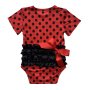 New arrival summer pink polka dots bodysuit baby boutique icing romper with ribbon bow
