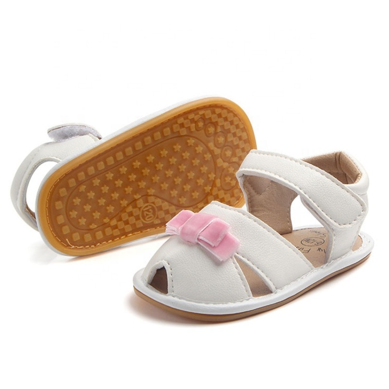 2021 high quality leather soft sole bow infant girl sandals