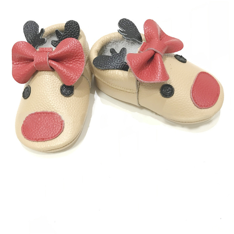 Popular Boutique Moccasin Shoes  Baby Leather Shoes  Christmas  Elk Toddler Shoes For Girl