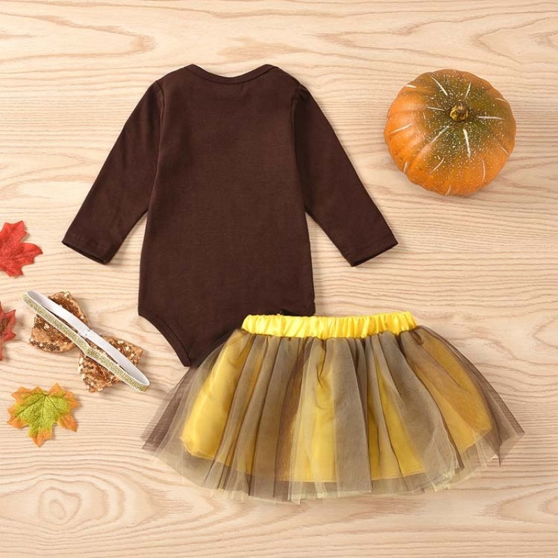 Wholesale thanksgiving new born kids fashion baby clothes tutu romper set