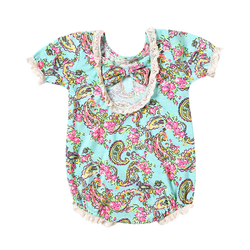 Wholesale custom high quality cheap Floral Cotton Baby Romper & Outfit dress  for spring and summer