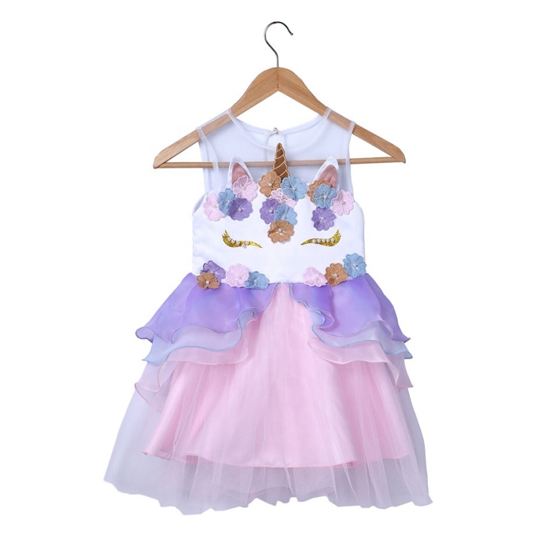 Wholesale Baby Girls Puffy Unicorn Princess Dress