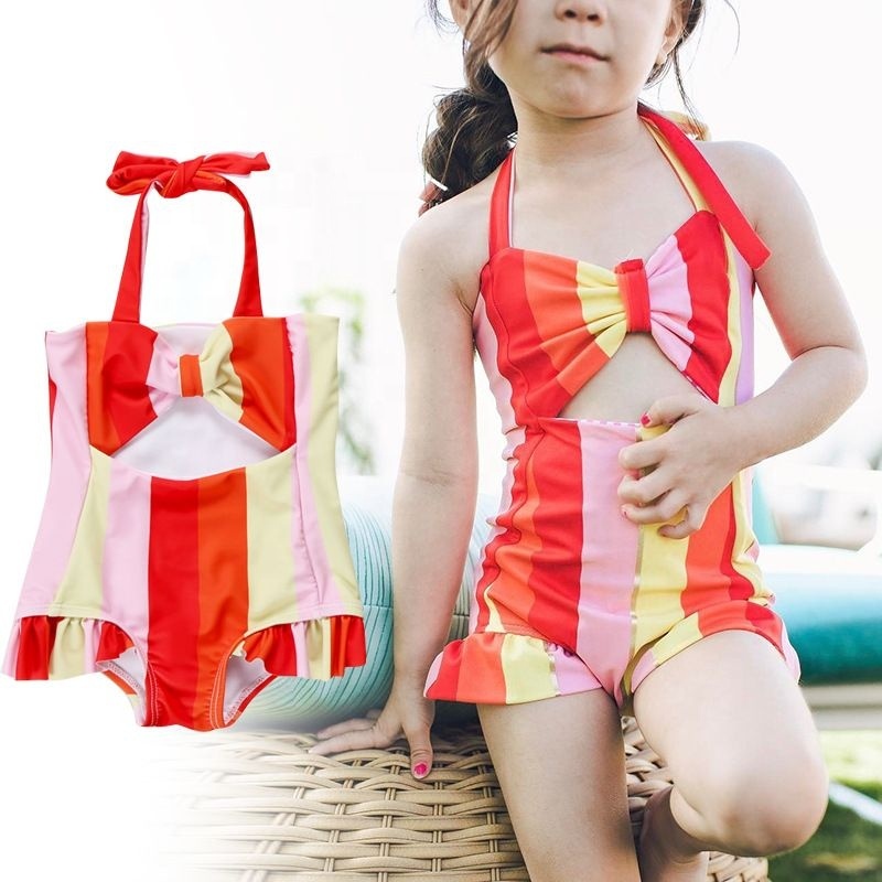 Summer orange one piece swimsuit beachwear dress hollow leopard bikini