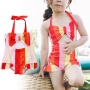 Summer orange one piece swimsuit beachwear dress hollow leopard bikini