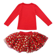 Charming Valentine's day Red Tutu Skirt Sets for Children Girls Spring Season  top and skirt set baby girl clothes set