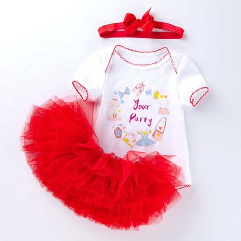 Wholesale Baby Girl Cute Romper With Tutu Skirts And Headband For Birthday Party