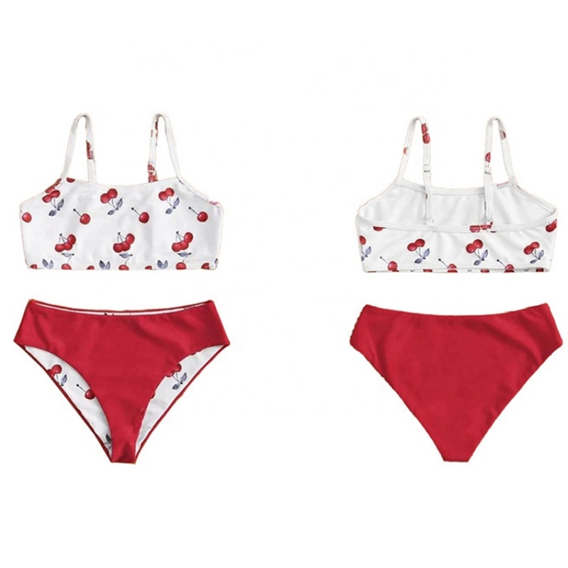 Boutique 2 pcs red sexy breathable swimsuit  triangle fruit string bikinis