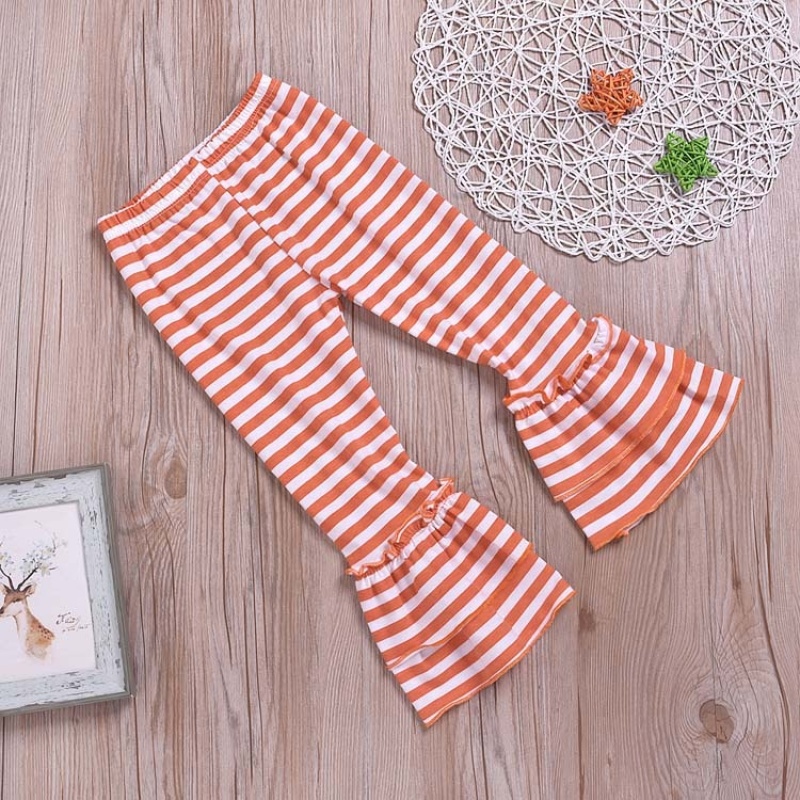 Supplier fall halloween pumpkin girls ruffles baby flared long pants