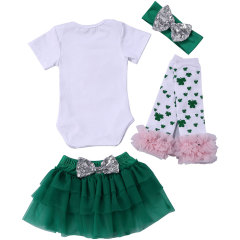 New Boutique Kids St Patrick's Day Clothes Baby Romper Toddler Girls Outfit