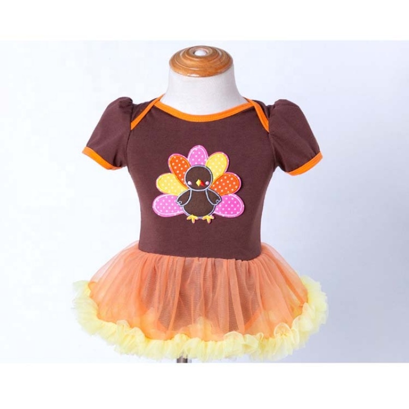 Thanksgiving day short sleeve turkey cartoon rompers baby clothes
