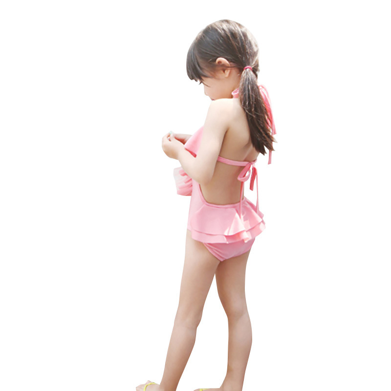Designers little girls fashion pink blue ruffle brand swimsuit sets