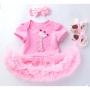 New Arrival Girl Smash Cake Cotton Clothing Set Baby Romper With Pettiskirts And Baby Shoes 