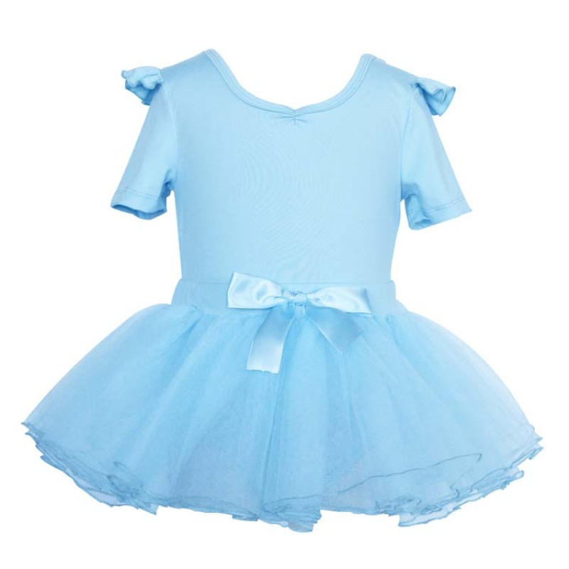 New design Cute Dance Costume Blue Wedding Kids Latin Wear Skirts Set Leotards