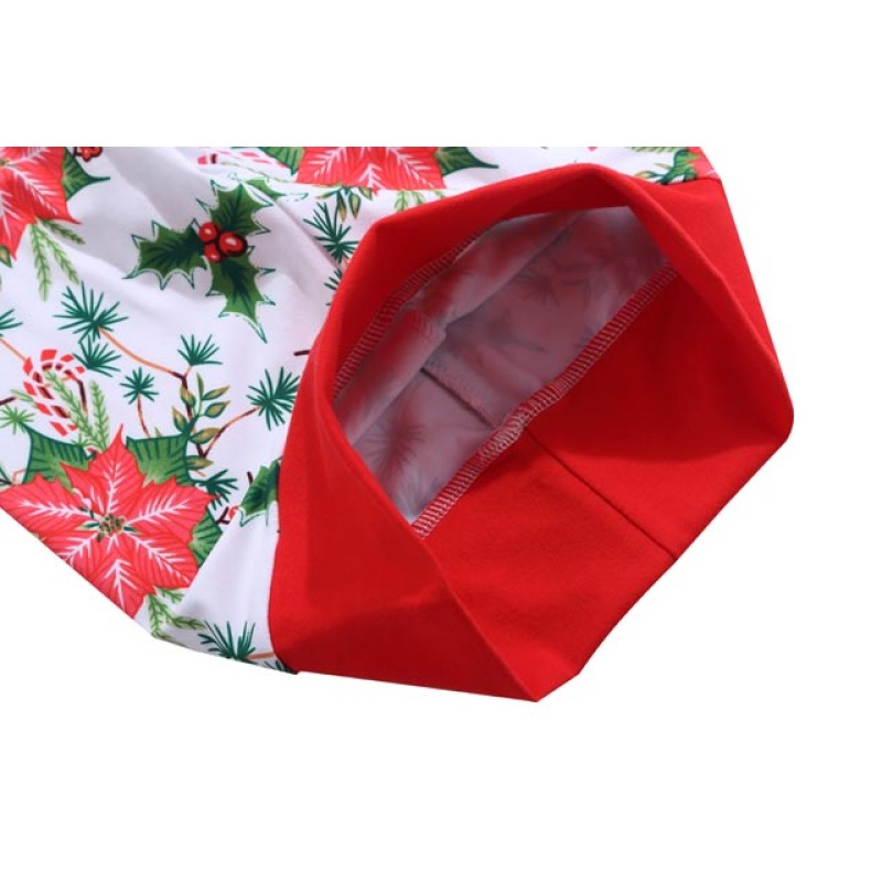 Hot Sale Kids Boutique Christmas Hooded Red Outfit with Floral Print
