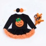 2021 fall black little girls pumpkin printed clothes tutu dresses 3 piece set