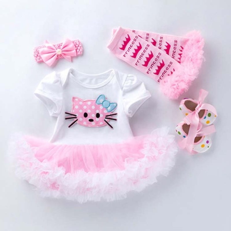 Wholesale Little Girl Birthday Party Wear Tutu Dress With Headband And Baby Shoes And Leg Warmer Set