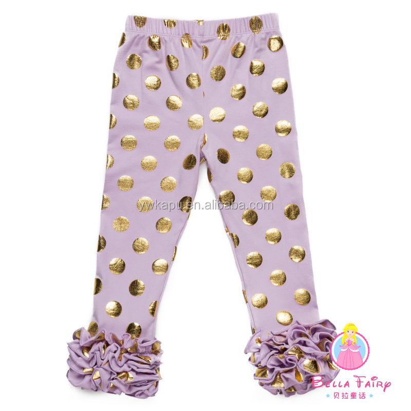 Hot Pink Polka Dot Baby Pants Girls Pants Cotton Girls Solid Color Icing Ruffle Leggings