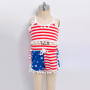 New arrival summer 4th of july cotton baby outfit girl clothing set