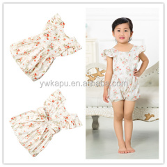 2016 Vintage Floral Baby Romper Set Aqua Floral Girl Bodysuit Summer