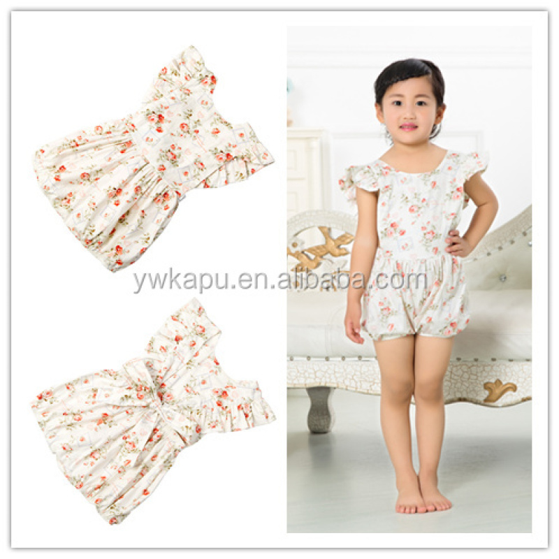 2016 Vintage Floral Baby Romper Set Aqua Floral Girl Bodysuit Summer