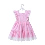Wholesale Children Girl Sleeveless Long Dresses With Lace Edge 