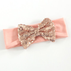2018 latest hot selling baby bow sequin headbands with big bowknot baby hair accessories