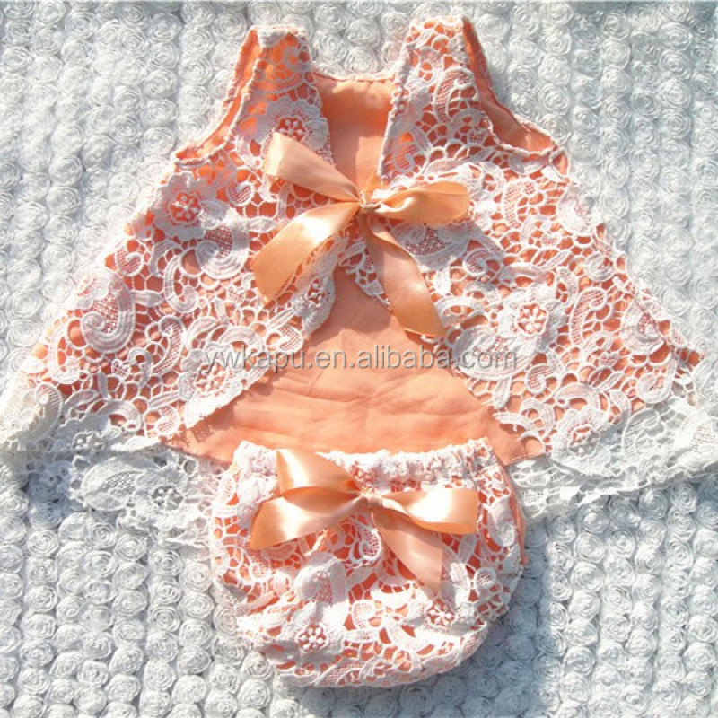 Wholesale Kids Summer Wear Lace Swing Top Matching Bloomer Clothing Set