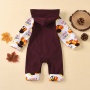2021 manufacture thanksgiving brown cute cotton organic baby jumpsuit