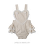 Top quality OEM custom romper kids baby girl boutique children solid color ruffle bubble romper with lace