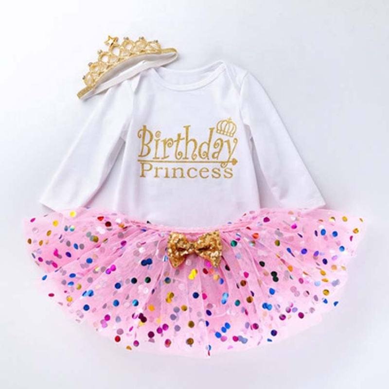 Wholesale Boutique Baby Long Sleeve Princess Birthday Dresses With Hair Accessory