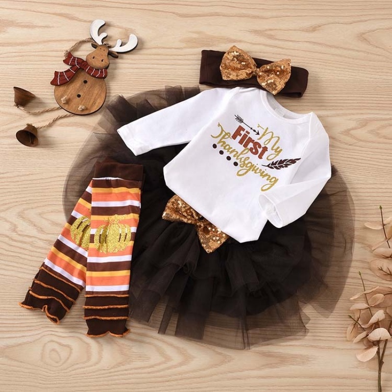 Favorite price thanksgiving day baby girls fashionable clothing tutu romper dresses
