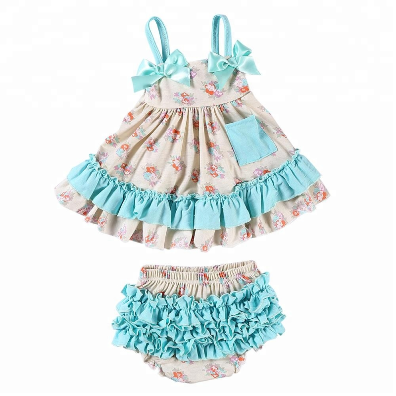 Wholesale Adorable Newborn Baby Girl Clothes Floral Print Baby Outfits Swing Sets