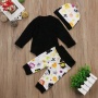 2021 Halloween black long sleeve cartoon letter customize kid boutique romper sets