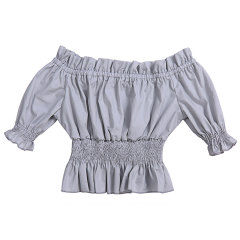 2019 Wholesale  Fashion Solid Color  Baby Girl Summer clothes Bella Smocking children Top
